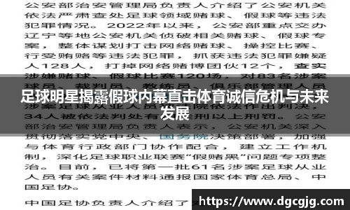 足球明星揭露假球内幕直击体育诚信危机与未来发展